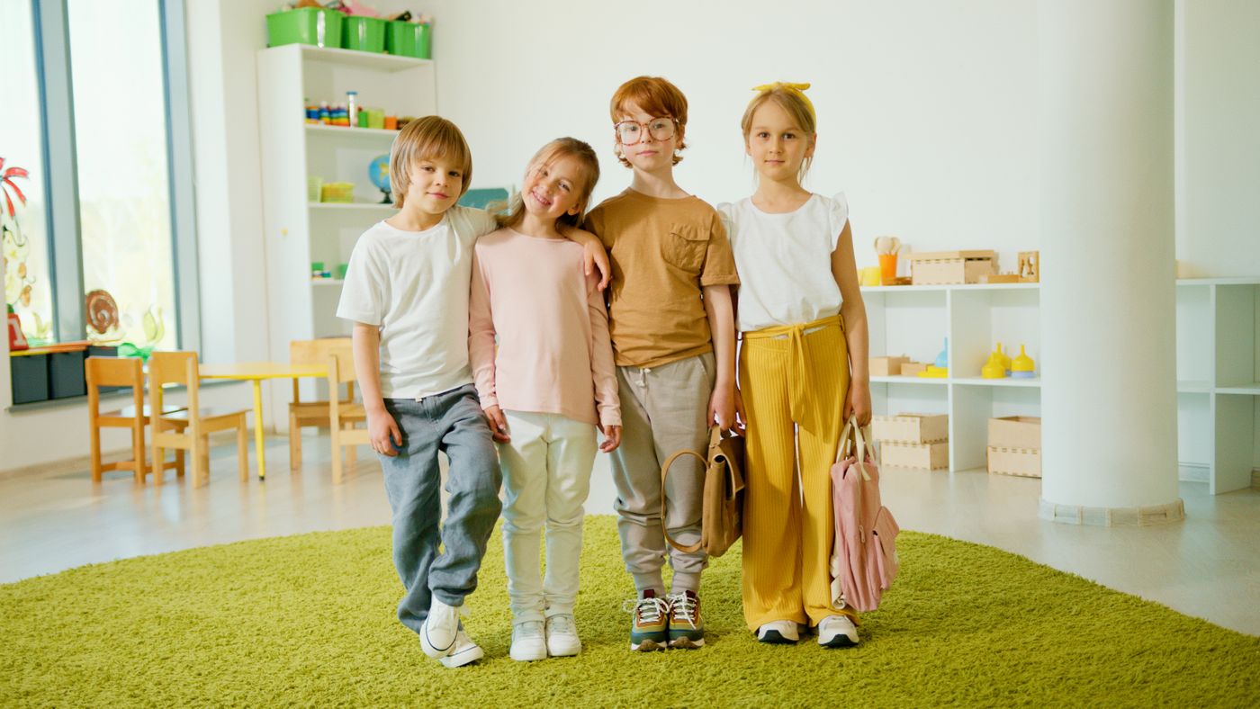 Schoolchildren together in a classroom